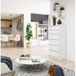 Komoda 6 szuflad 60cm biała do salonu i sypialni.