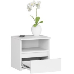 Niska szafka nocna 40 cm biała z 1 szufladą i 1 półką