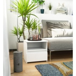 Niska szafka nocna 40 cm biała z 1 szufladą i 1 półką