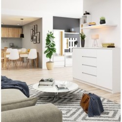 KOMODA K160 2 DRZWI 4 SZUFLADY BIAŁA