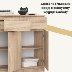 Szafka 140cm z drzwiami i szufladami w kolorze dąb sonoma