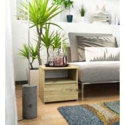 Niska szafka nocna 40 cm dąb artisan z 1 szufladą i 1 półką