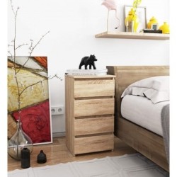 Pojemna komoda do salonu 40 cm dąb sonoma z 4 szufladami