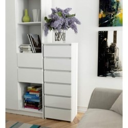 Pojemna komoda do salonu 40 cm biała z 6 szufladami