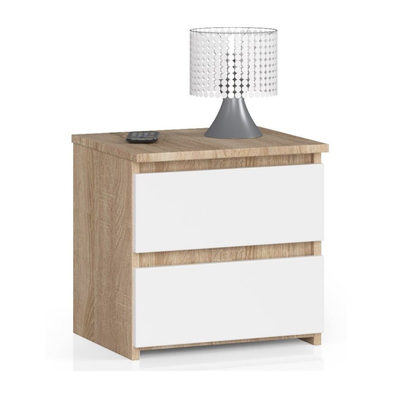 SZAFKA NOCNA CL2 40cm Z SZUFLADAMI DĄB SONOMA / BIAŁA