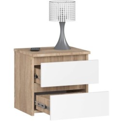 SZAFKA NOCNA CL2 40cm Z SZUFLADAMI DĄB SONOMA / BIAŁA