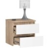 SZAFKA NOCNA CL2 40cm Z SZUFLADAMI DĄB SONOMA / BIAŁA