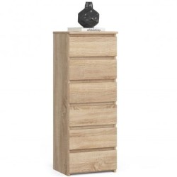 Pojemna komoda do salonu 40 cm kolor dąb sonoma z 6 szufladami