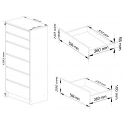 KOMODA K60 6 SZUFLAD DĄB SONOMA