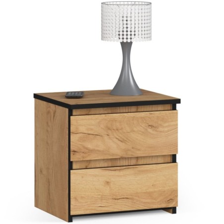 Niska szafka nocna 40 cm dąb craft z 2 szufladami