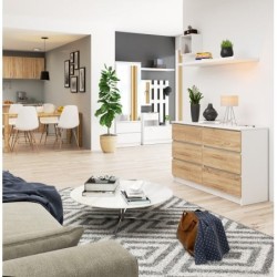 KOMODA K120 6 SZUFLAD MIX KOLORÓW KORPUS BIAŁY / FRONT SONOMA