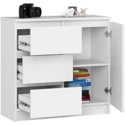 Komoda JERRY 80 cm z drzwiami i szufladami do salonu kolor biały