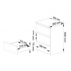 Komoda do salonu 40 cm kolor olcha z 3 szufladami