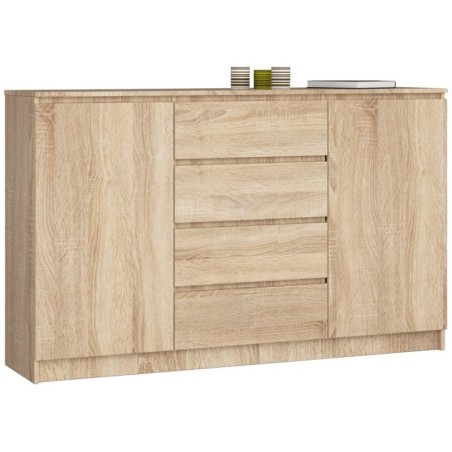KOMODA K160 2 DRZWI 4 SZUFLADY DĄB SONOMA